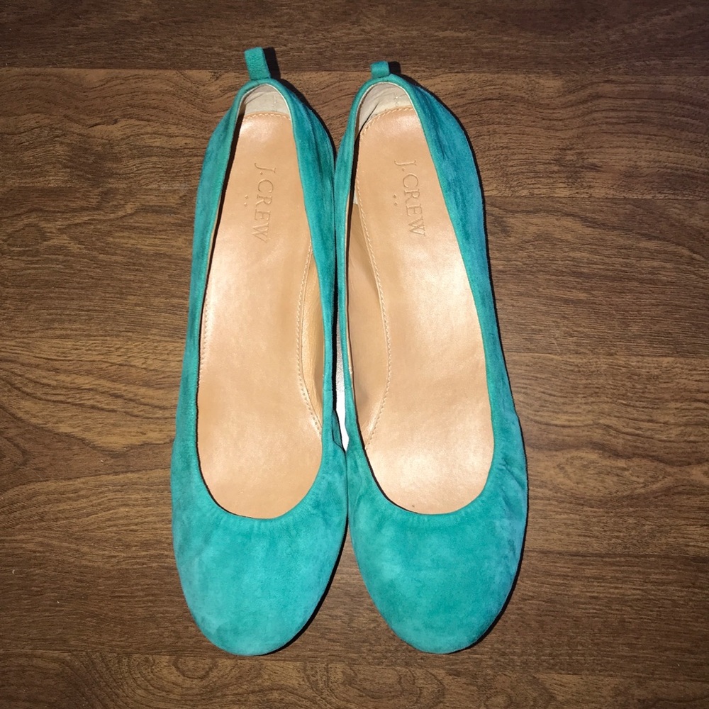 J Crew Turquoise/Teal Suede Ballet Flats